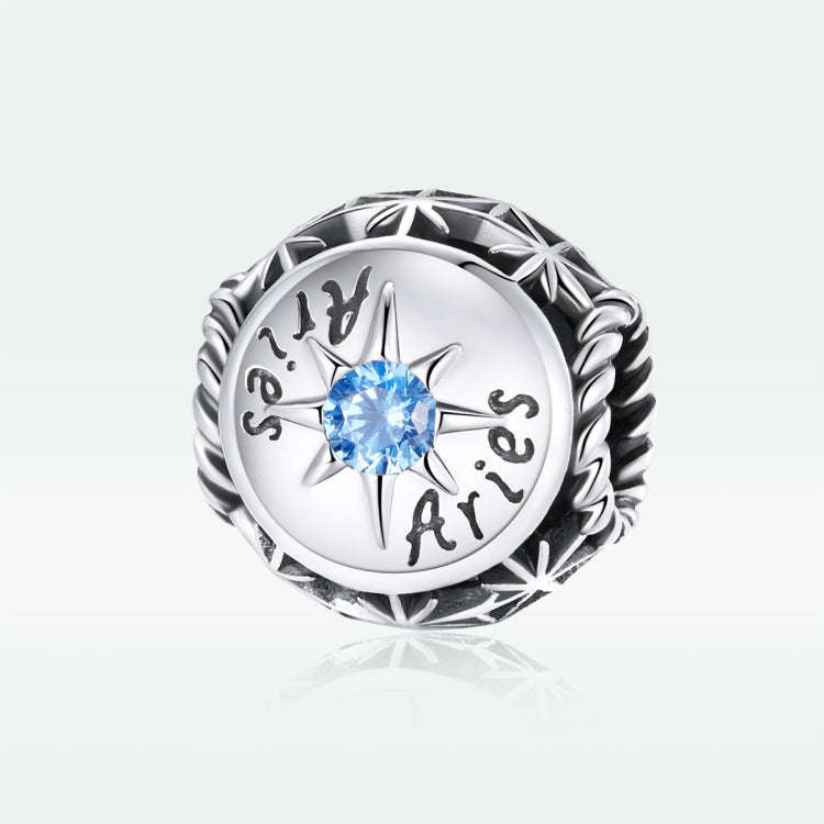 S925 Sterling Silver Twelve Constellation Zircon Beads DIY Bracelet Necklace Accessories, Aries, ...