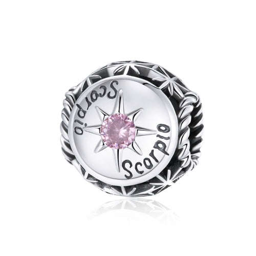 S925 Sterling Silver Twelve Constellation Zircon Beads DIY Bracelet Necklace Accessories, Aries, ...