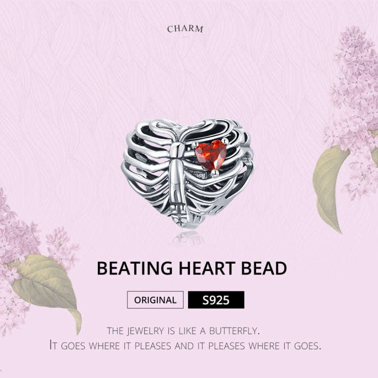 S925 Sterling Silver Beating Heart Beads DIY Bracelet Necklace Accessories, Beating Heart