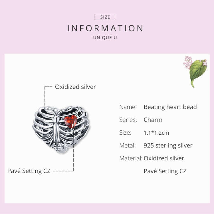 S925 Sterling Silver Beating Heart Beads DIY Bracelet Necklace Accessories, Beating Heart
