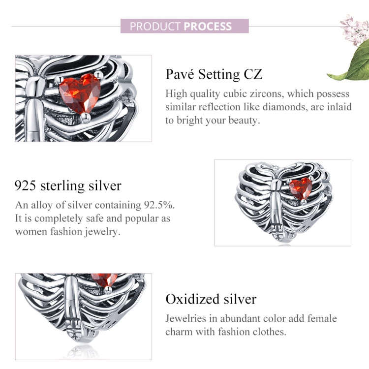 S925 Sterling Silver Beating Heart Beads DIY Bracelet Necklace Accessories, Beating Heart