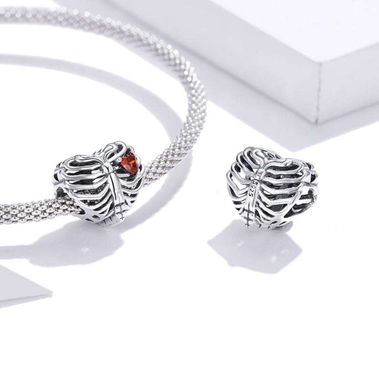 S925 Sterling Silver Beating Heart Beads DIY Bracelet Necklace Accessories, Beating Heart