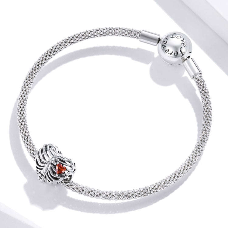 S925 Sterling Silver Beating Heart Beads DIY Bracelet Necklace Accessories, Beating Heart