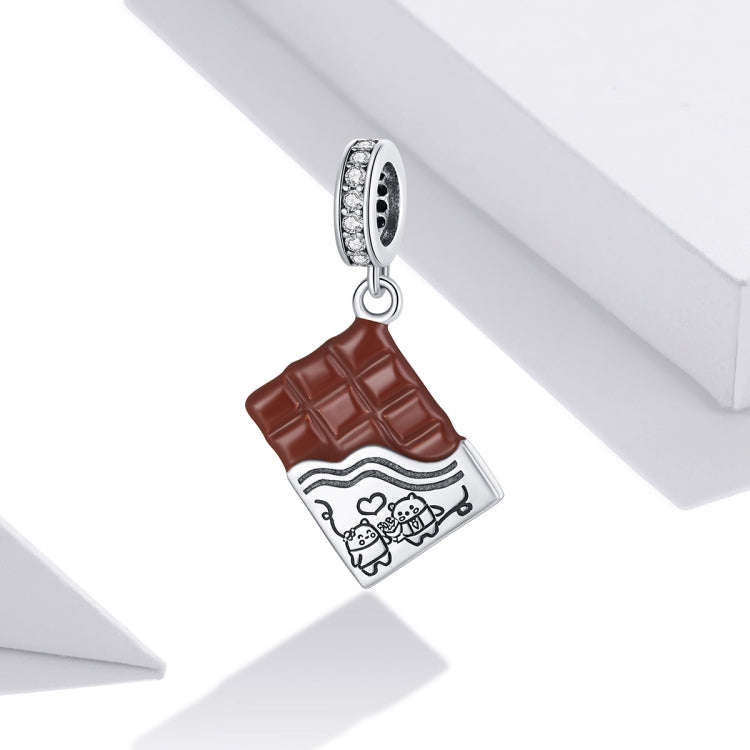 S925 Sterling Silver Savory Chocolate Pendant DIY Bracelet Necklace Accessories, Chocolate