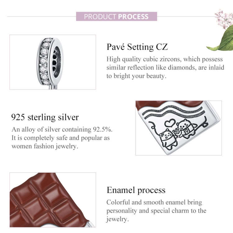 S925 Sterling Silver Savory Chocolate Pendant DIY Bracelet Necklace Accessories, Chocolate