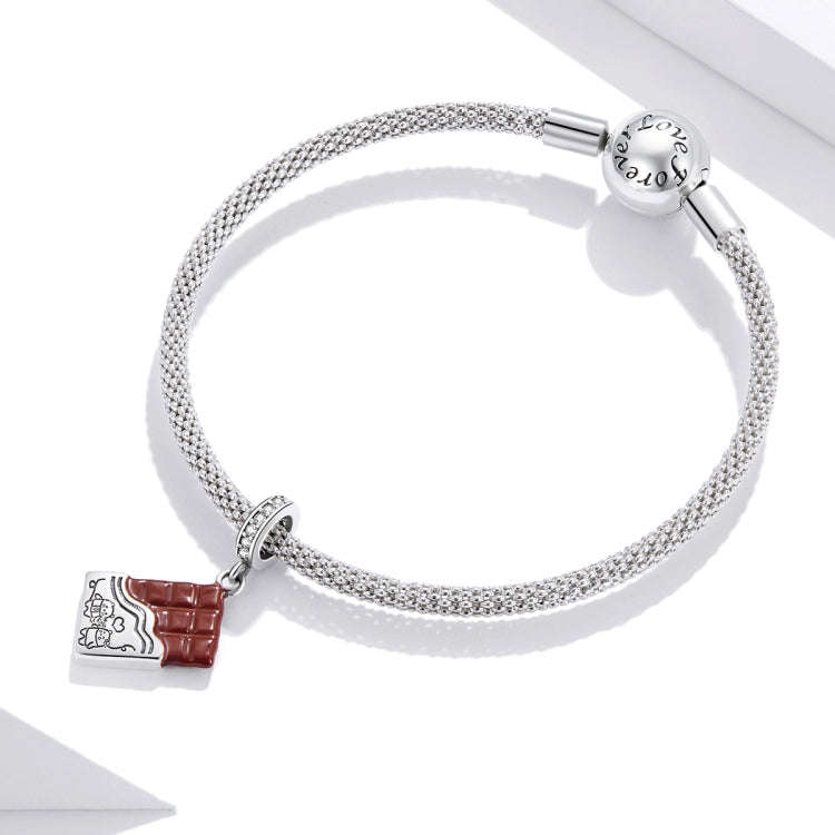 S925 Sterling Silver Savory Chocolate Pendant DIY Bracelet Necklace Accessories, Chocolate