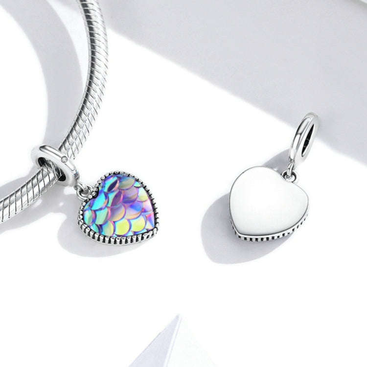 S925 Sterling Silver Fish Scale Heart Pendant DIY Bracelet Necklace Accessories