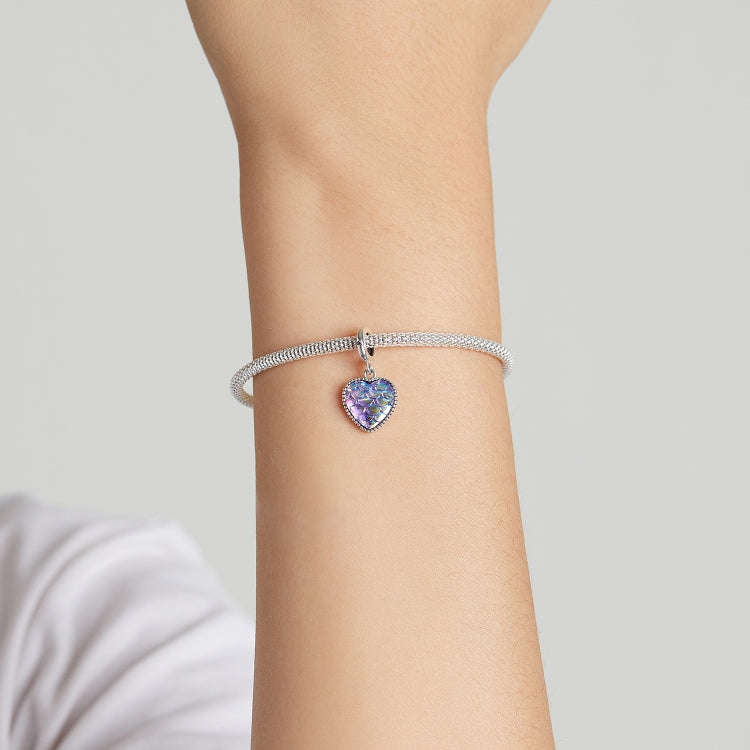 S925 Sterling Silver Fish Scale Heart Pendant DIY Bracelet Necklace Accessories