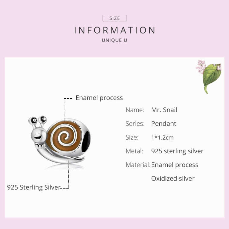 S925 Sterling Silver Mr. Snail Beads DIY Bracelet Necklace Accessories, Mr. Snail