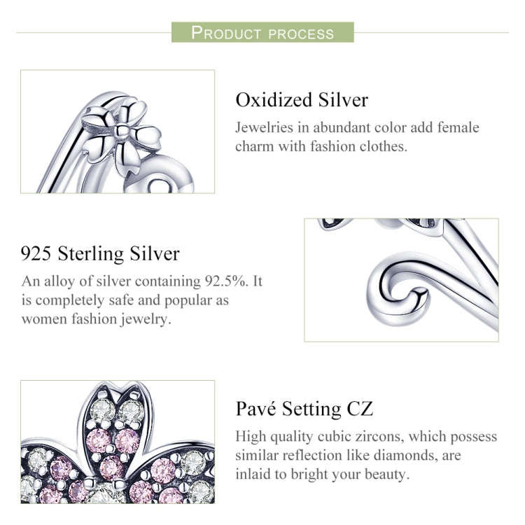 S925 Sterling Silver Beautiful Flowers DIY Bracelet Accessories, Silver