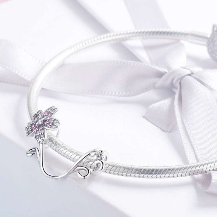 S925 Sterling Silver Beautiful Flowers DIY Bracelet Accessories, Silver