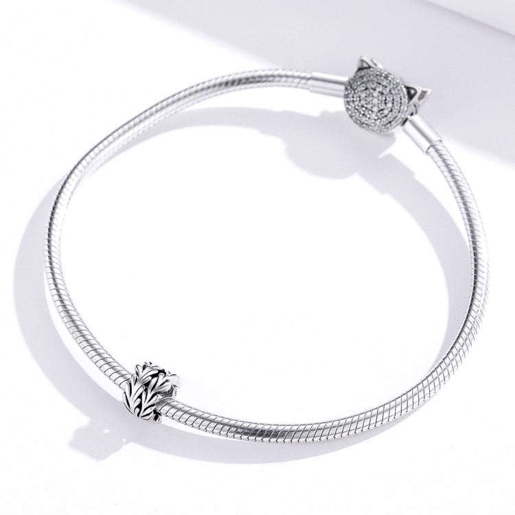 S925 Sterling Silver Simple Seaweed Beads DIY Bracelet Necklace Accessories