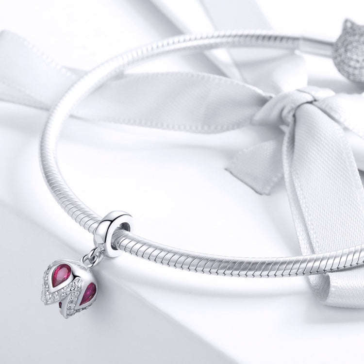 S925 Sterling Silver Pendant Tulip Beads DIY Bracelet Necklace Accessories