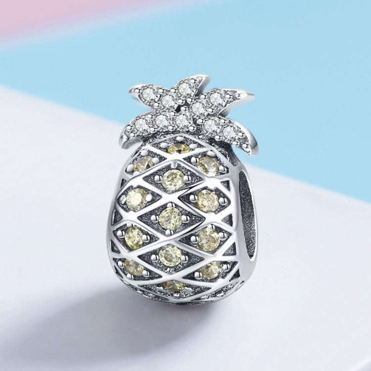 S925 Sterling Silver Summer Pineapple Beads DIY Bracelet Necklace Accessories, Bead