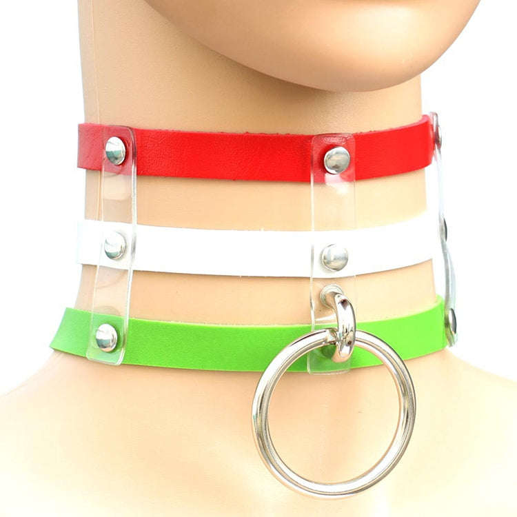 Harajuku Fashion Punk Gothic Rivets Collar Hand 3-rows Caged Leather Collar Necklace, (Silver), (...