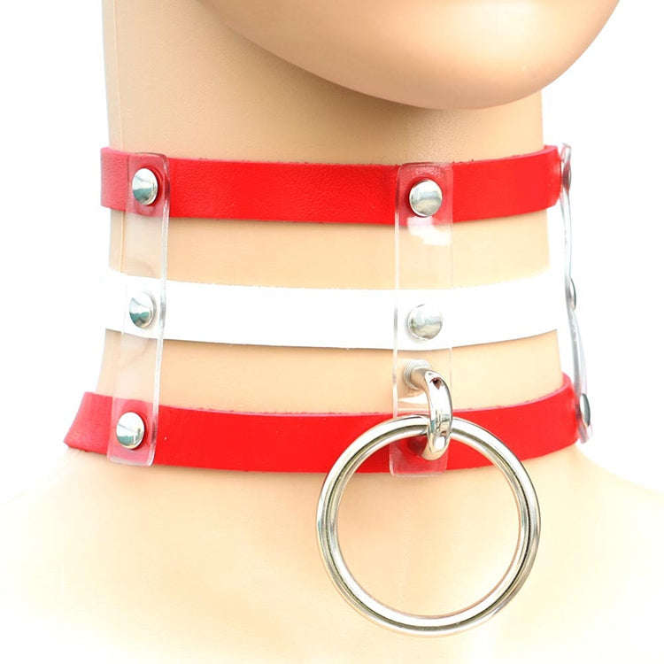 Harajuku Fashion Punk Gothic Rivets Collar Hand 3-rows Caged Leather Collar Necklace, (Silver), (...