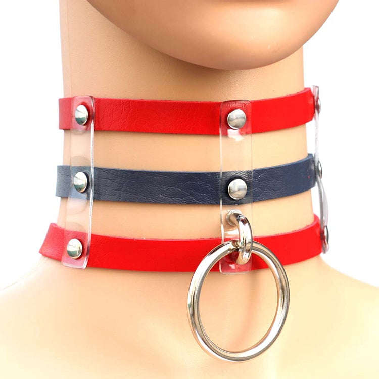 Harajuku Fashion Punk Gothic Rivets Collar Hand 3-rows Caged Leather Collar Necklace, (Silver), (...