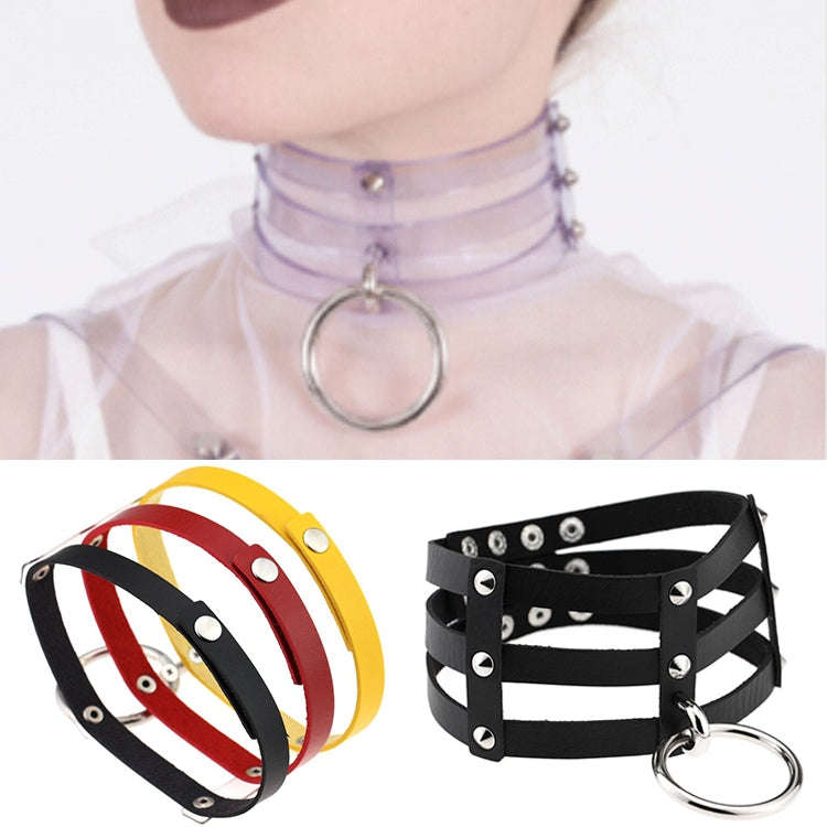 Harajuku Fashion Punk Gothic Rivets Collar Hand 3-rows Caged Leather Collar Necklace, (Silver), (...