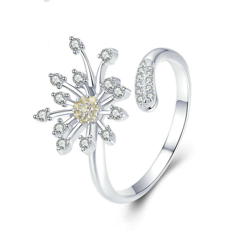 Dandelion Love Inlaid Zircon Ring S925 Sterling Silver Lady Ring, SCR471