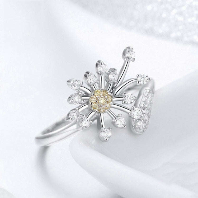 Dandelion Love Inlaid Zircon Ring S925 Sterling Silver Lady Ring, SCR471