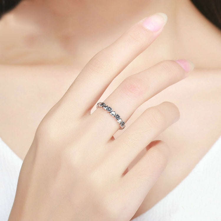 S925 Women Sterling Silver Inlaid Gemstone Ring Diamond Ring Heart-shaped Ring, 6, 7, 8, 9