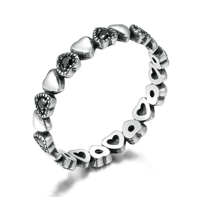 S925 Women Sterling Silver Inlaid Gemstone Ring Diamond Ring Heart-shaped Ring, 6, 7, 8, 9