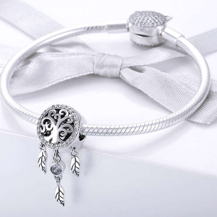 S925 Sterling Silver Retro Hollow Dream Catcher Beads DIY Beaded Bracelet Accessories, SCC723