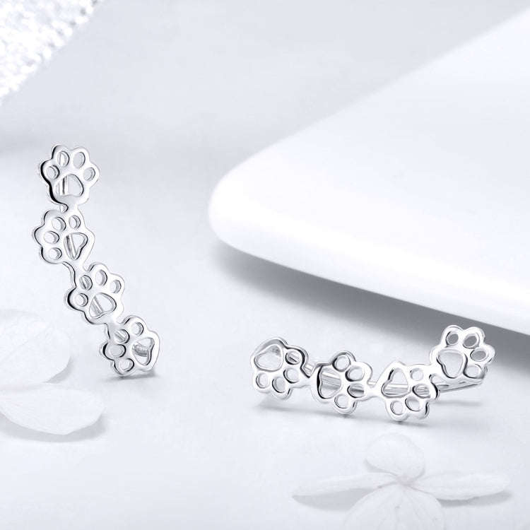Pet Dog Paw Print S925 Sterling Silver Ladies Earrings, SCE430
