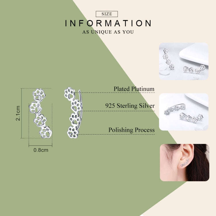 Pet Dog Paw Print S925 Sterling Silver Ladies Earrings, SCE430