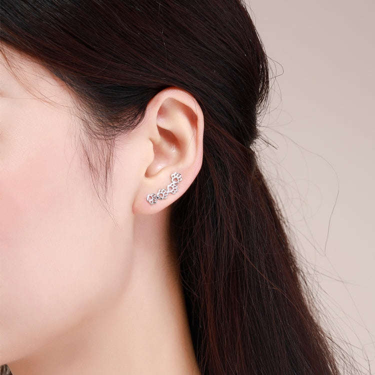 Pet Dog Paw Print S925 Sterling Silver Ladies Earrings, SCE430