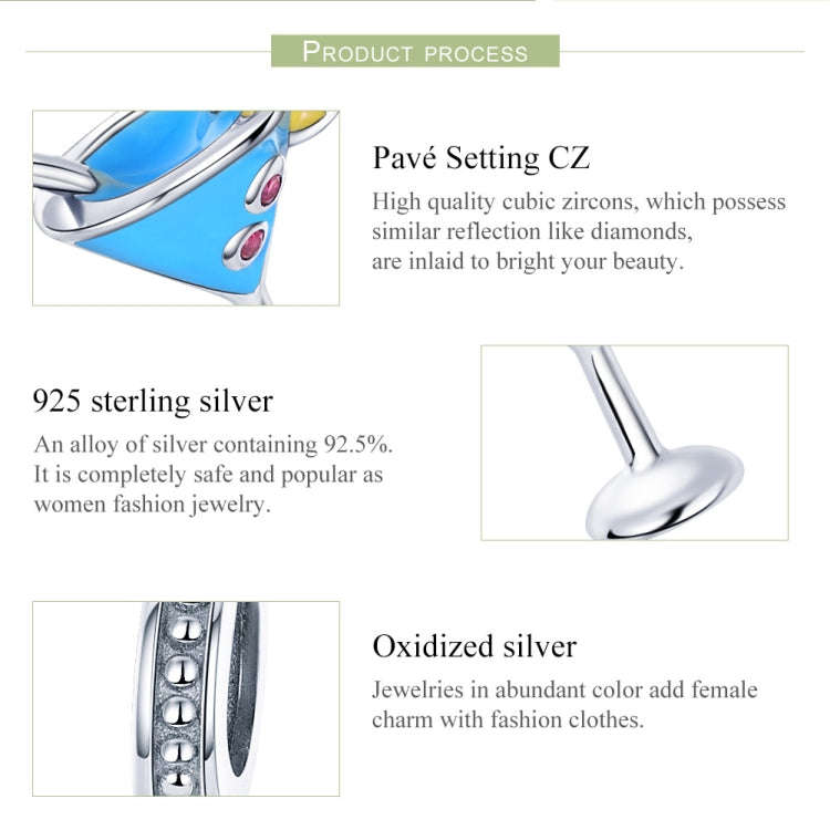 S925 Sterling Silver Summer Cold Drink DIY Beaded Ladies Bracelet Accessories, SCC698