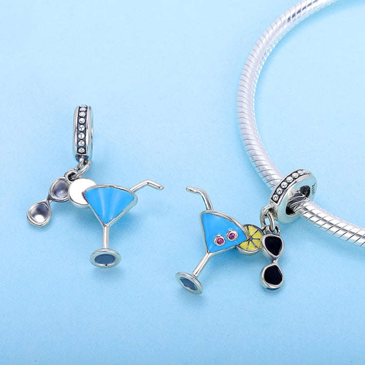 S925 Sterling Silver Summer Cold Drink DIY Beaded Ladies Bracelet Accessories, SCC698