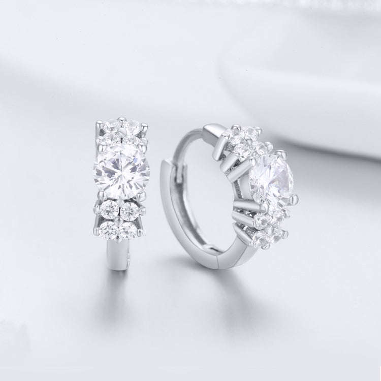 Sterling Silver Zircon Earrings Simple Temperament S925 Earrings, Silver, Gold