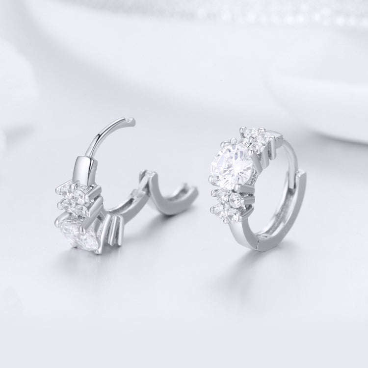 Sterling Silver Zircon Earrings Simple Temperament S925 Earrings, Silver, Gold