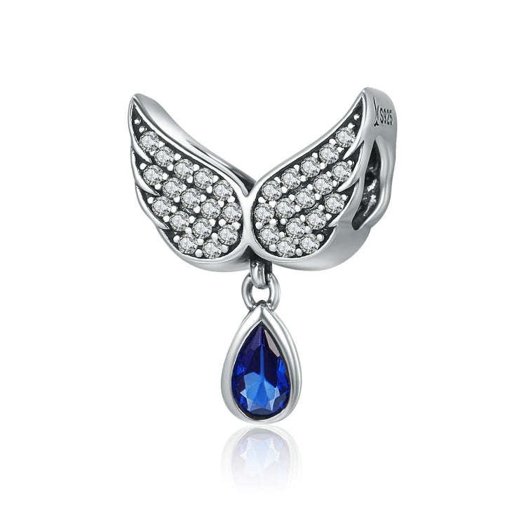 S925 Sterling Silver Blue Wings Drop Shaped Loose Beads DIY Bracelet Accessories, SCC481