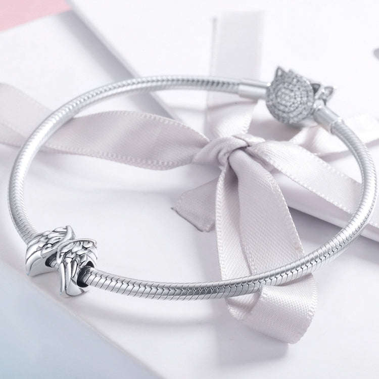 S925 Sterling Silver Angel Wings Loose Beads DIY Beaded Bracelet, Bead, Bead+Chain