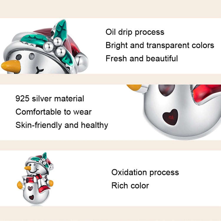 SCC2415 Christmas Snowman Bracelet Beads 925 Silver Beads Accessories, SCC2415