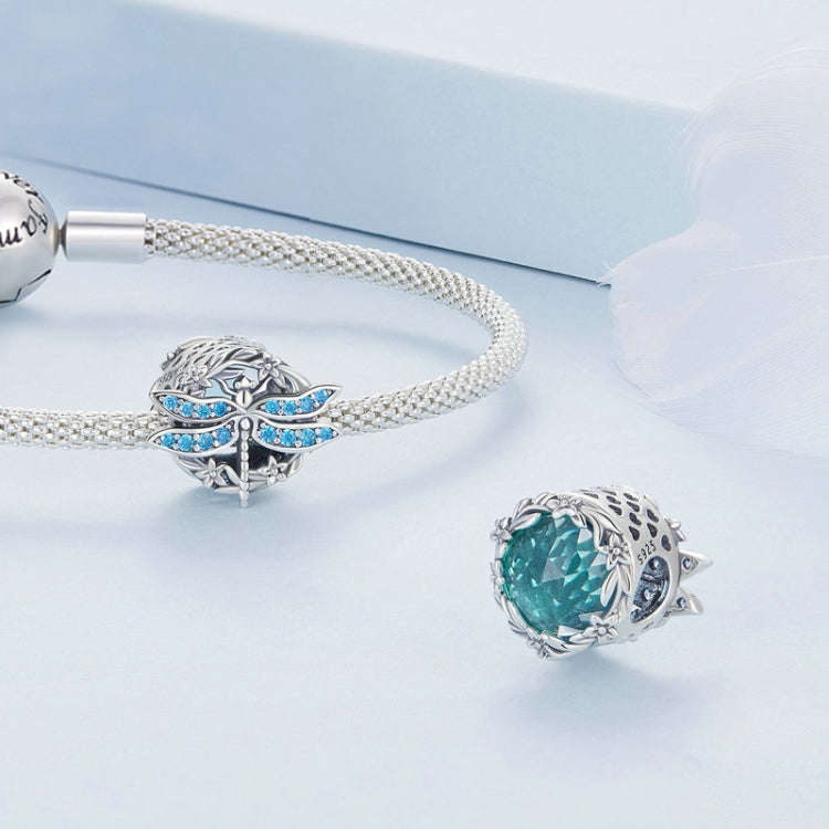 S925 Sterling Silver Dragonfly Around Garland Zircon Bead Bracelet, BSC742