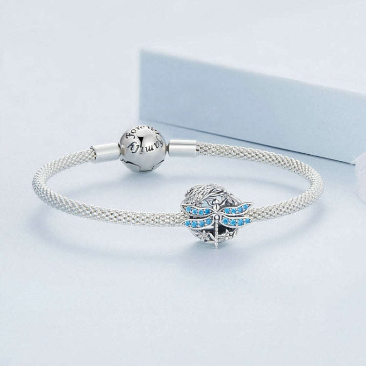 S925 Sterling Silver Dragonfly Around Garland Zircon Bead Bracelet, BSC742