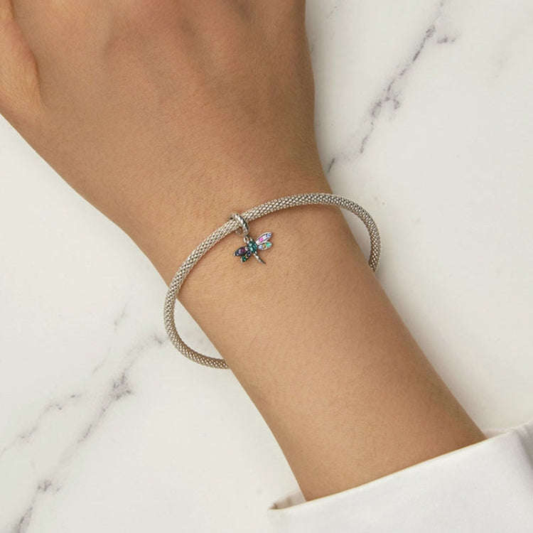 Sterling Silver Zircon Dragonfly Beaded Jewelry Accessory, SCX141