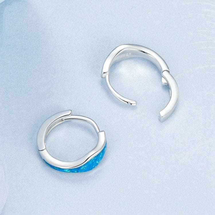 S925 Sterling Silver Platinum Plated Colorful Opal Earrings, BSE980