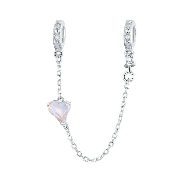 S925 Sterling Silver Valentine Day Love Safety Chain DIY Beading, SCC2717