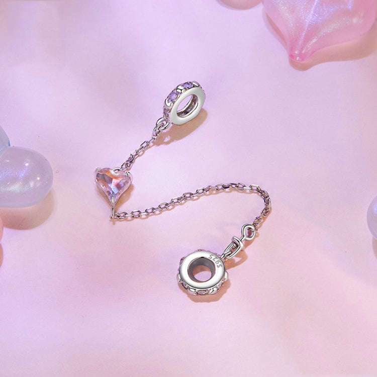 S925 Sterling Silver Valentine Day Love Safety Chain DIY Beading, SCC2717