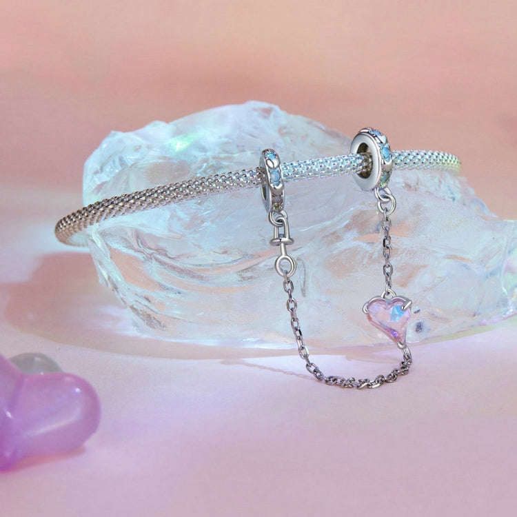 S925 Sterling Silver Valentine Day Love Safety Chain DIY Beading, SCC2717