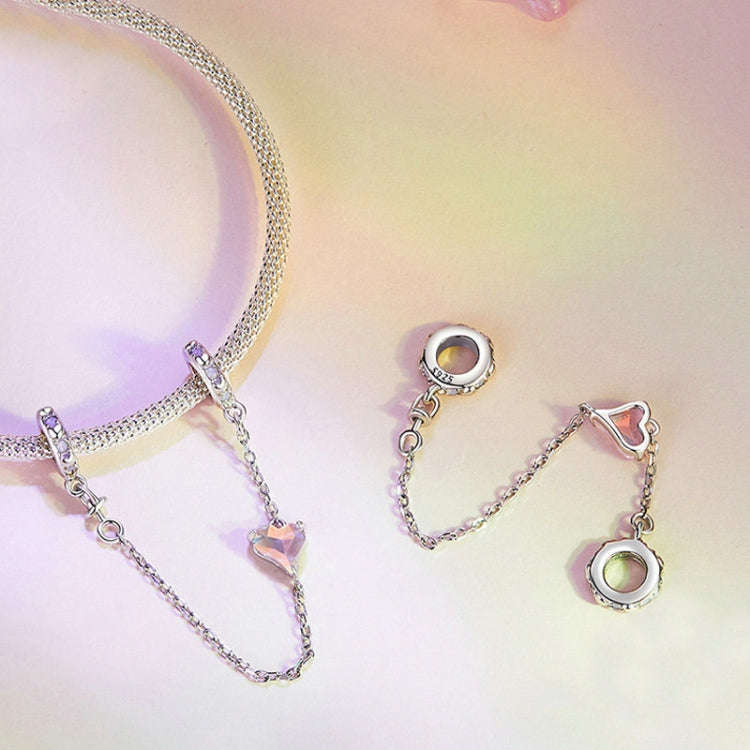 S925 Sterling Silver Valentine Day Love Safety Chain DIY Beading, SCC2717
