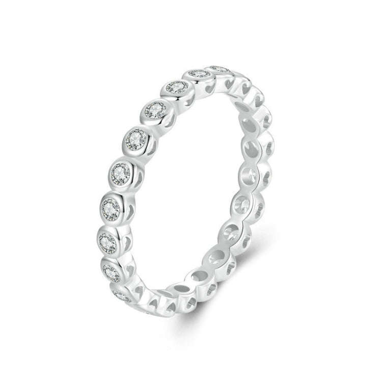 S925 Sterling Silver Sparkling Moissanite Platinum Plated Ring, No.6, No.7, No.8