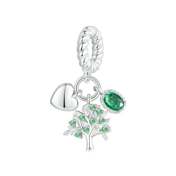 S925 Sterling Silver Platinum Plated Zircon Tree of Life DIY Pendant, BSC977