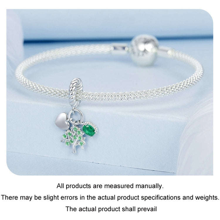 S925 Sterling Silver Platinum Plated Zircon Tree of Life DIY Pendant, BSC977