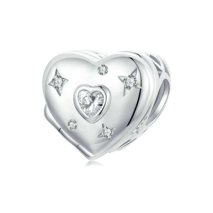 S925 Sterling Silver Platinum-plated Valentine Day Love Opening Closing DIY Beads, BSC973