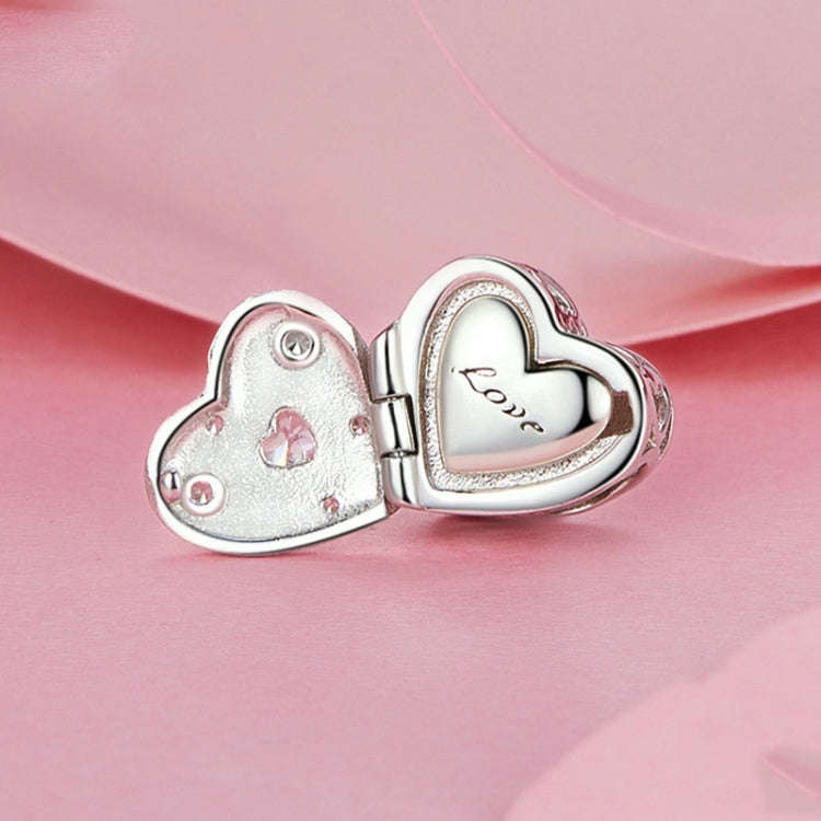 S925 Sterling Silver Platinum-plated Valentine Day Love Opening Closing DIY Beads, BSC973